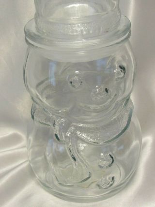 Vintage Libbey Clear Glass Snowman Canister W Lid Christmas Candy Jar