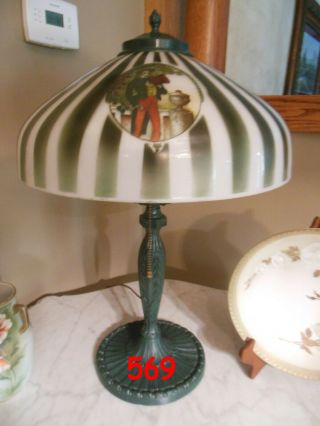 ANTIQUE PITTSBURGH OBVERSE PAINTED NOT REVERSE PAINTED LAMP - SIGNED 3