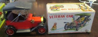 Tinplate Battery Operated Veteran Car,  Mystery Action,  W/original Box