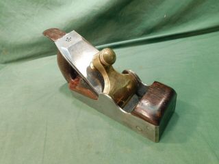Vintage Spiers Ayr Handled Smoothing Infilled With Brass Antique Plane