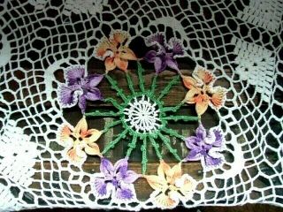 Antique Vintage Handmade Violets Bedspread Twin Sized Afghan Blanket Coverlet