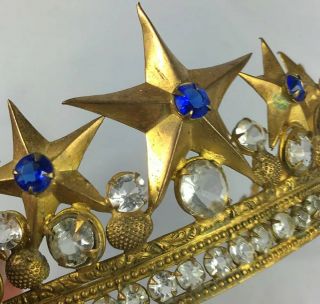 Antique French 19th C.  Processional Crown,  Paste " Gem " Jeweled With Stars