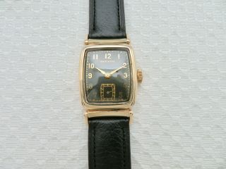 Mens Vintage Hamilton Brandon Cld Black Dial Wristwatch Gold Filled