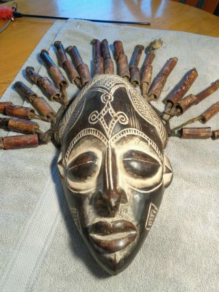 Vintage Primative African Far Eastern Wood Carving Tribal Mask Sculpture