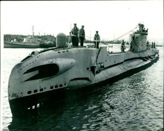 Vintage Photograph Of Tally Ho Submarine Arrives At Portsmouth