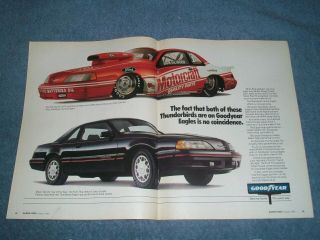 1988 Goodyear Eagle Tires Vintage Ad With Bob Glidden Pro Stock Thunderbird