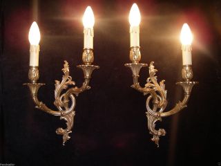 gorgeous pair louis xv rococo chateau 2 lights gilt bronze sconces stamped 2