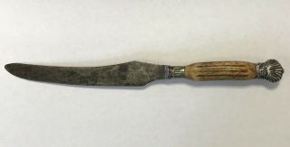 Antique Joseph Rodgers Sons Cutlers Her Majesty Carving Knife Silver Bone Handle