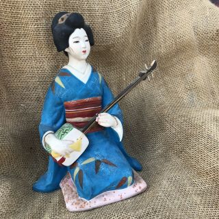 Vintage hakata urasaki doll Geisha Playing Guitar 3