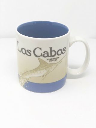 Starbucks Los Cabos Mexico Global Icon Coffee Mug 2011 Blue Brown Fish 16 Oz