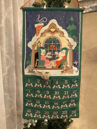 Vintage 1987 Avon Advent Calendar Countdown To Christmas With Mouse Fabric