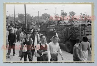 Ww2 Army Soldier Truck Street Scene Vintage China Shanghai Photo 3631 中国上海老照片