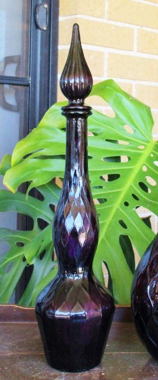 Vintage 1960s Rich Purple Amethyst Italian Art Glass Midi Genie Bottle Decanter