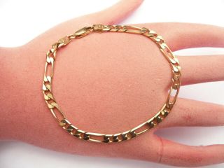 Fab Vintage Solid 9ct Gold Fancy Flat Curb Link Chain 7.  5 " Bracelet 6.  2 Grams