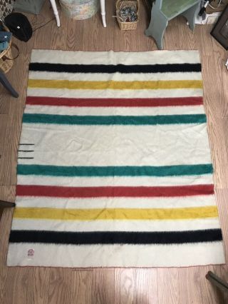 Vintage Antique Hudson Bay 3 Point Wool Blanket 70x 60