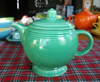 Vintage Fiesta Green Medium Teapot Tea Pot W/ Lid