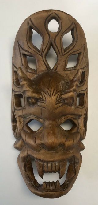Vintage Filipino Hand Carved Wooden Dragon Mask Folk Art Ifugao Bakunawa Mask