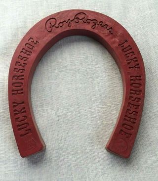 Vintage 1950s Roy Rogers Trigger Lucky Red Rubber Horseshoe Cowboy Western