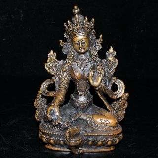 Exquisite Old Collectionstibet Bronze Tibetan Buddhism Statue - - Green Tara