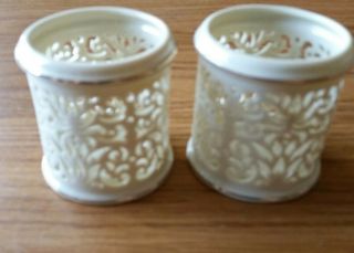Set Of 2 Lenox Illuminations Porcelain Votive Candle Holder Gold Trim 2 7/8 "