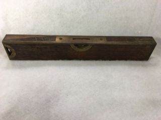 Antique " Stratton Brothers,  Greenfield,  Mass.  " 12 " Rosewood & Brass Level 1887