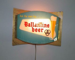 Vintage Ask The Man For Ballantine Beer Light Up Sign Curved Glass 13 " Long