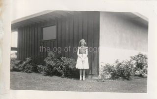 Two Tone Girl Vintage Found Photograph Bw House Snapshot Dress 94 18 M