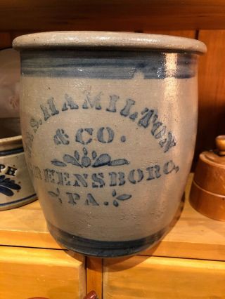 Antique Jas Hamilton & Co Salt Glazed Crock