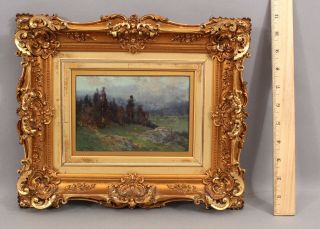 Antique Edward Dressler American Impressionist Landscape Oil Painting Gilt Frame
