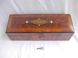 Antique French Brass Inlaid Wood Box,  Napoleon Iii Period.