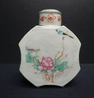 Vintage Chinese Hand Painted Porcelain Tea Caddy With Birds 1 Of 2