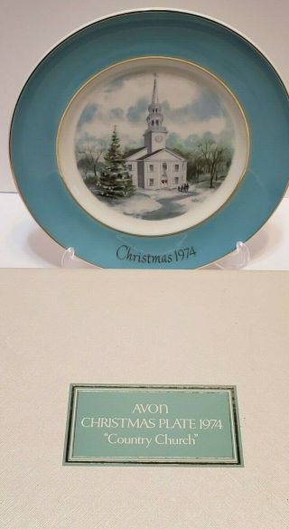 Vintage Avon Country Church Christmas Plate 1974 Collectible Holiday Home Decor