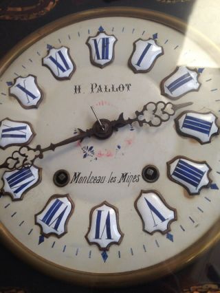 Antique Ch Hour French 8 Day Inlaid H.  Pallot Wall Clock 19th Century
