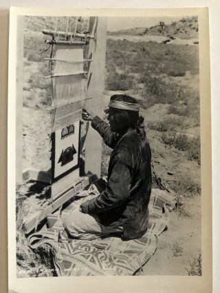 Hopi Indian Rug Weaver 5 X 7“ Vintage 1930s Frashers Photo