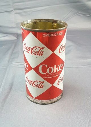 Vintage Diamond Harlequin Metal Coca - Cola Coke Soda Can 12 Ounce Size