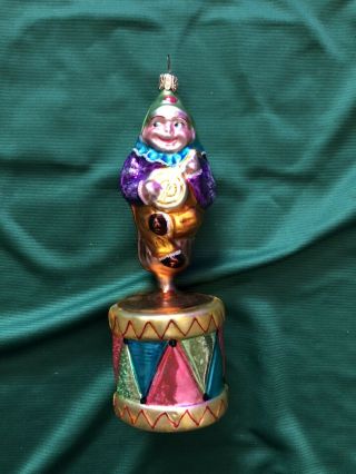 Christopher Radko Jester Clown Glass Christmas Ornament