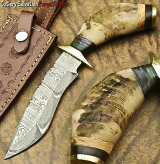 Cutlery Salvation Custom Hand Forged Damascus Steel Hunting Knife | Ram Horn