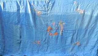 Vintage Large Chinese Dragons Embroider Silk Bed Cover,