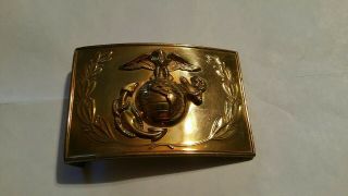 Vintage Huge Usmc Brass Belt Buckle Us Marine Corp