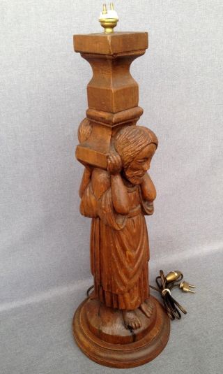 Big Antique French Lamp Base Made Of Wood 1930 