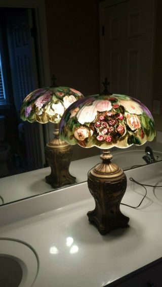 Artist Signed Reverse Painted Lamp - Art Nouveau - Art Deco - C.  Sweet 2