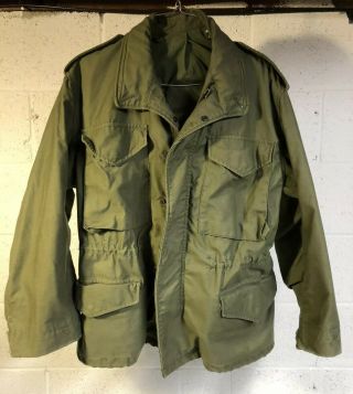 Vtg Us Army Military M65 Field Jacket Og - 107 Green Cold Weather Small Dpsc Coat