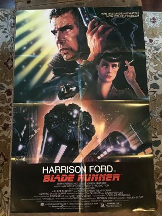 Vintage 1982 Blade Runner Movie Poster / Full Sheet 41x27 Harrison Ford