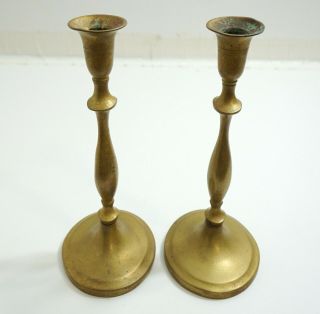 ANTIQUE 18TH CENTURY FRENCH ? PAIR SOLID BRASS CANDLESTICKS 10 