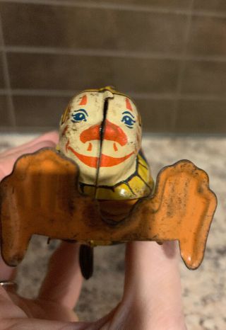 Vtg J.  Chein Tin Wind Up Clown Walking On Hands In A Circle