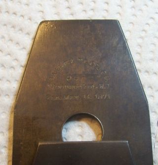antique Bailey Tool Co. ,  wood plane cutter blade & cap iron,  pat.  Mar.  14,  1871 3