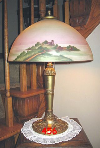 ANTIQUE PITTSBURGH OBVERSE NOT REVERSE PAINTED LAMP 2