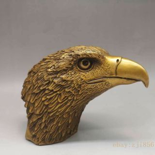 Old China Antique Copper Handmade Eagle Head Statue Qianlong Mark