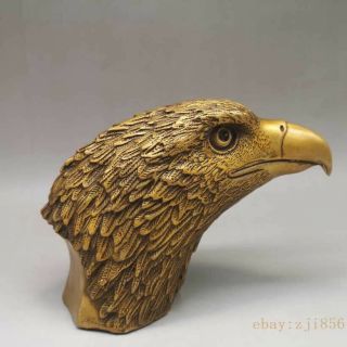 Old China antique copper handmade Eagle head statue Qianlong Mark 2