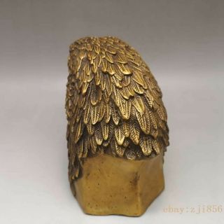 Old China antique copper handmade Eagle head statue Qianlong Mark 3